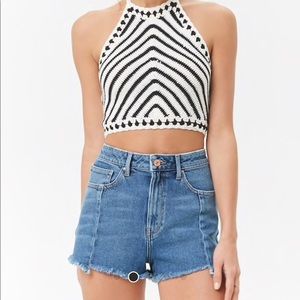 New Forever 21 Crochet Open Knit Halter Top S
